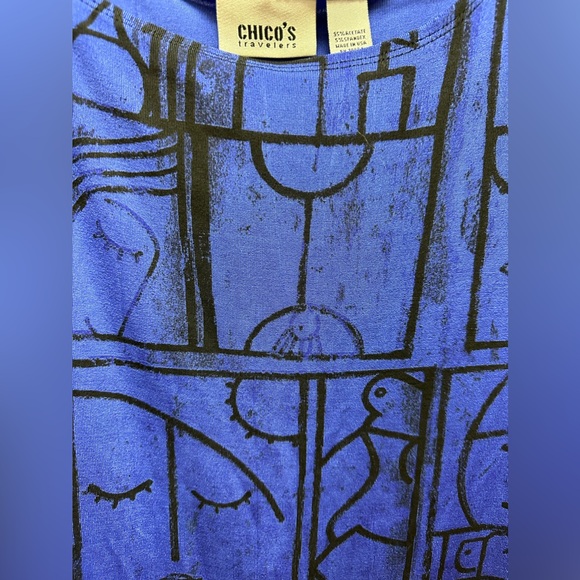 Chico’s Travelers Tank Top Women Blue/Black Abstract Print Size Large - Picture 2 of 5